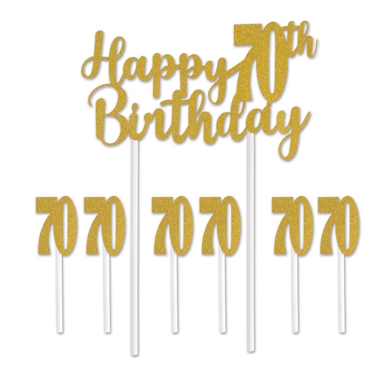 12 Pack Beistle Happy 70th Birthday Party Cake Topper