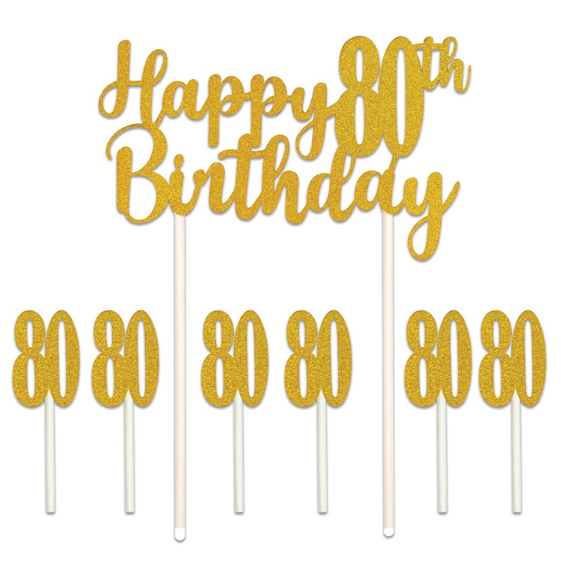 12 Pack Beistle Happy 80th Birthday Party Cake Topper