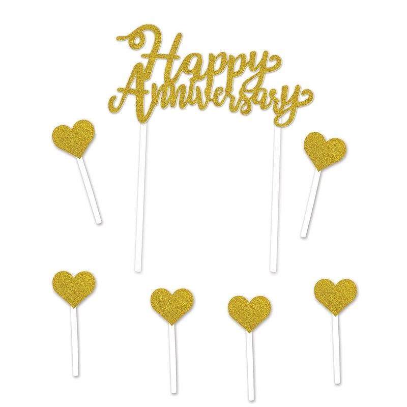 12 Pack Beistle Happy Anniversary Cake Topper