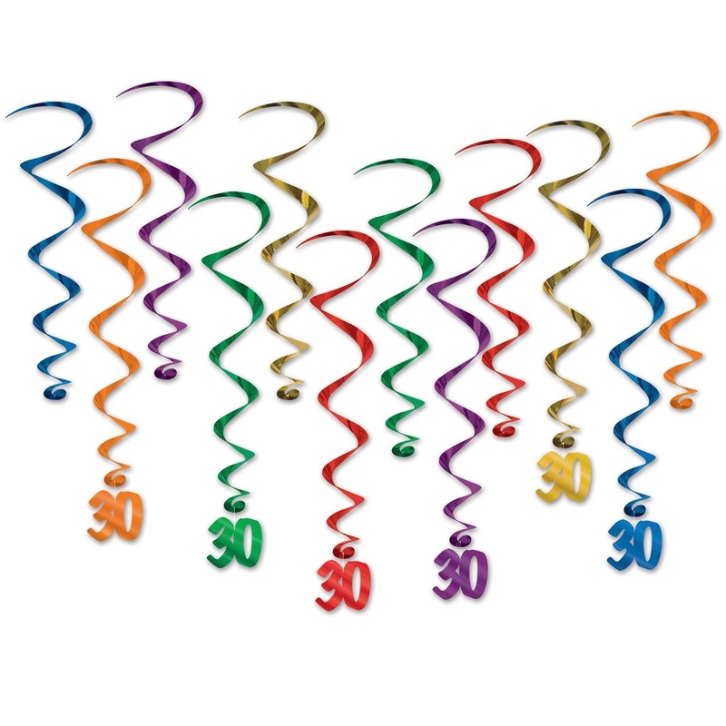 72 Pack Beistle 30th Birthday Party Whirls