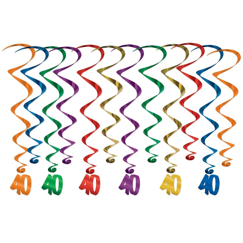 72 Pack Beistle 40th Birthday Party Whirls- Multicolor