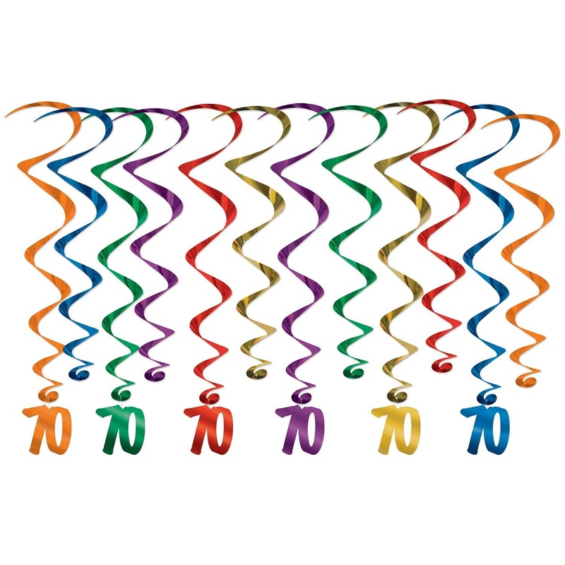 72 Pack Beistle 70th Birthday Party Whirls