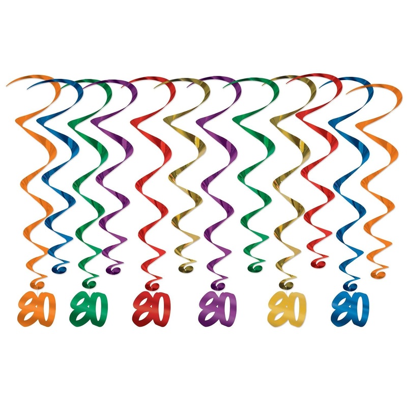 72 Pack Beistle 80th Birthday Party Whirls