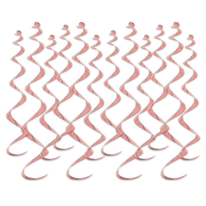 72 Pack Beistle Metallic Party Whirls - rose gold