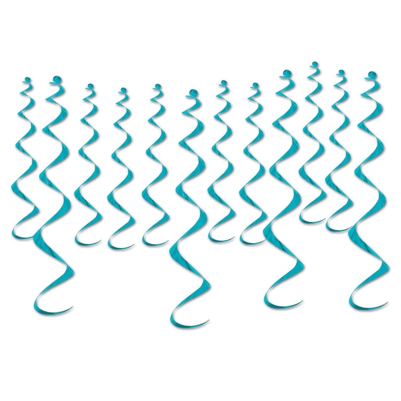 72 Pack Beistle Metallic Party Whirls - turquoise