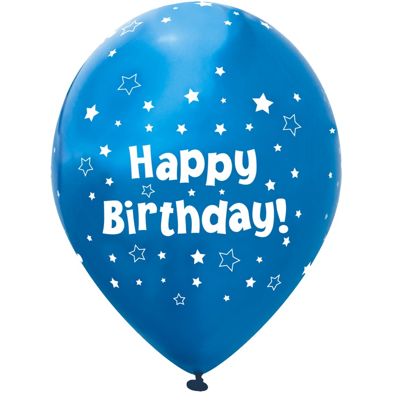 Blue Star Happy Birthday Latex Balloons Pack of 6