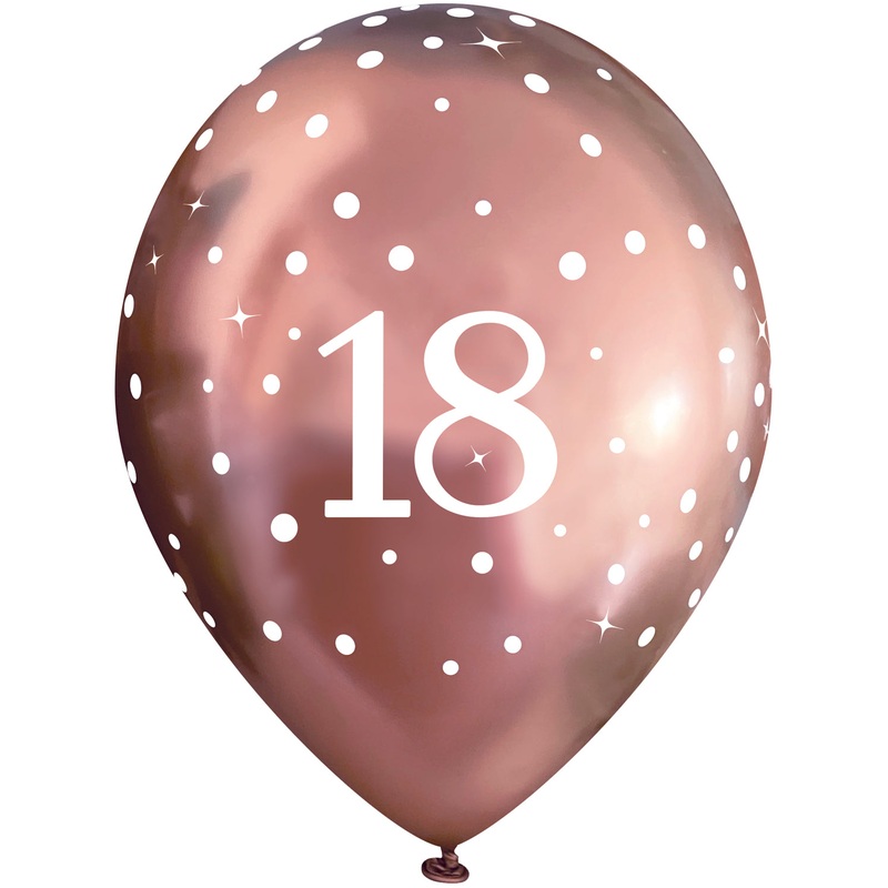 Fizz Rose Gold 18th Birthday Latex Balloons Pack of 6