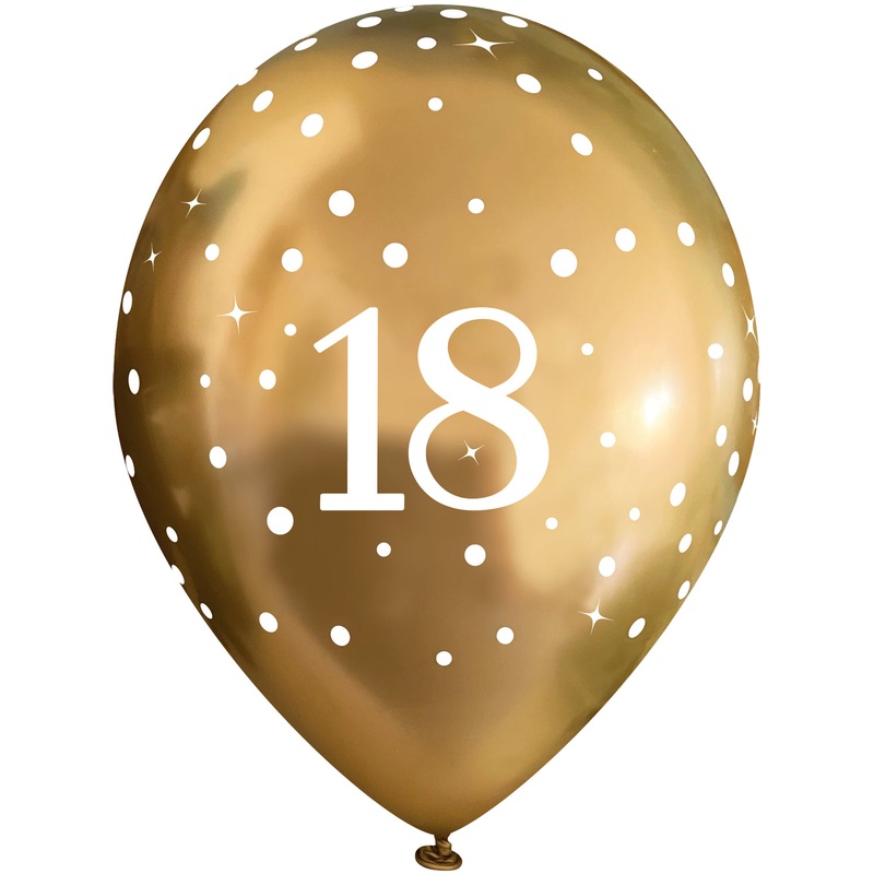 Gold 18th Birthday Latex Balloons Pack of 6