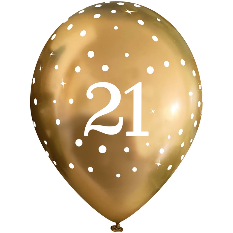 Gold 21st Birthday Latex Balloons Pack of 6