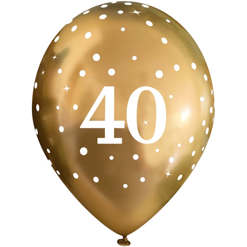 Gold 40th Birthday Latex Balloons Pack of 6