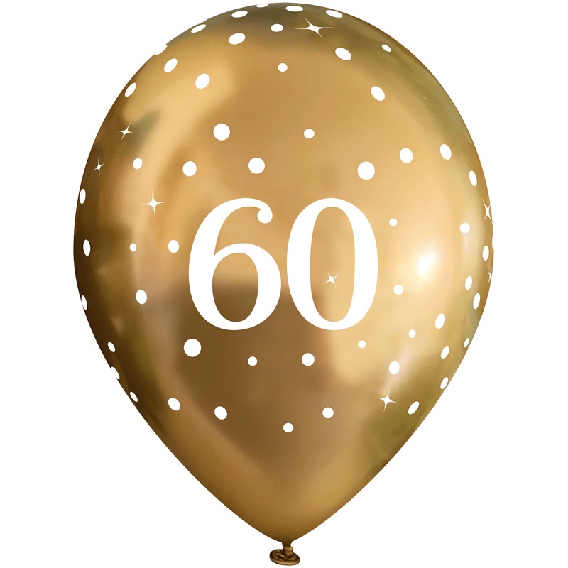 Gold 60th Birthday Latex Balloons Pack of 6
