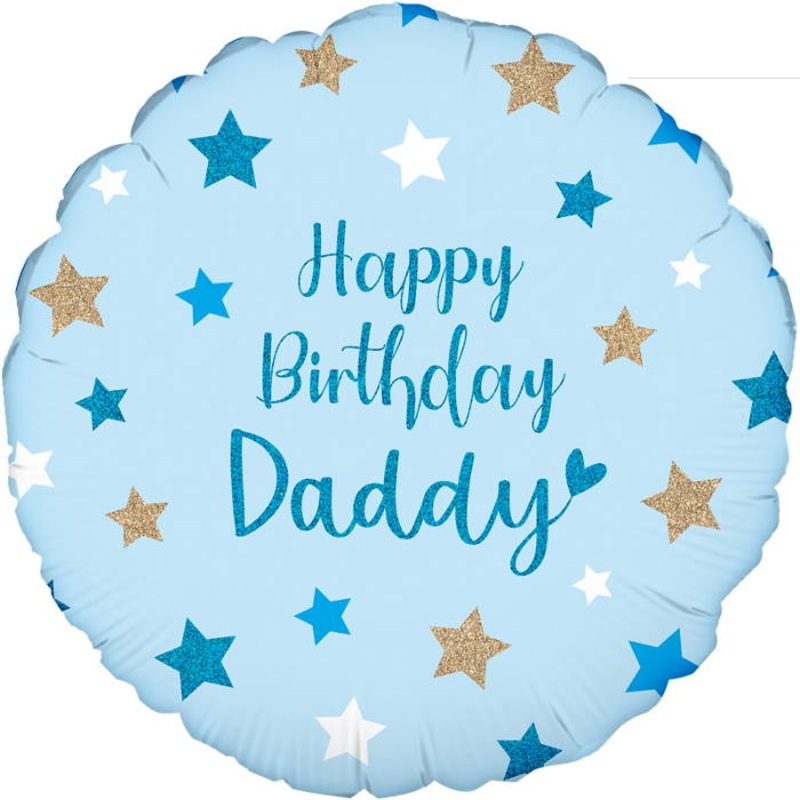 Happy Birthday Daddy Blue Stars Foil Balloon