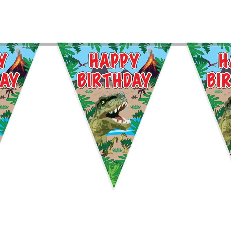 Jurassic Dinosaur Happy Birthday Bunting 11 flags 3.9m