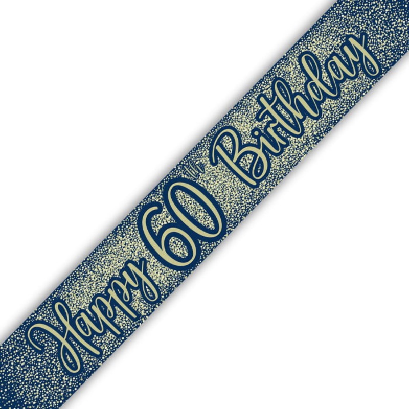 Navy Blue & Gold 60th Birthday Foil Banner 9ft