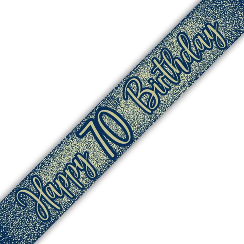 Navy Blue & Gold 70th Birthday Foil Banner 9ft
