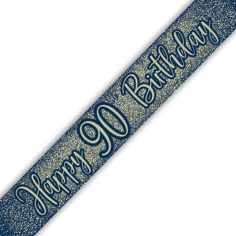 Navy Blue & Gold 90th Birthday Foil Banner 9ft