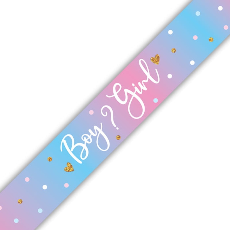Ombre Boy or Girl Gender Reveal Foil Banner 9ft