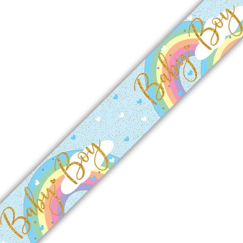 Pastel Rainbow Baby Boy Foil Banner 9ft