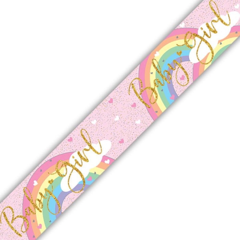 Pastel Rainbow Baby Girl Foil Banner 9ft