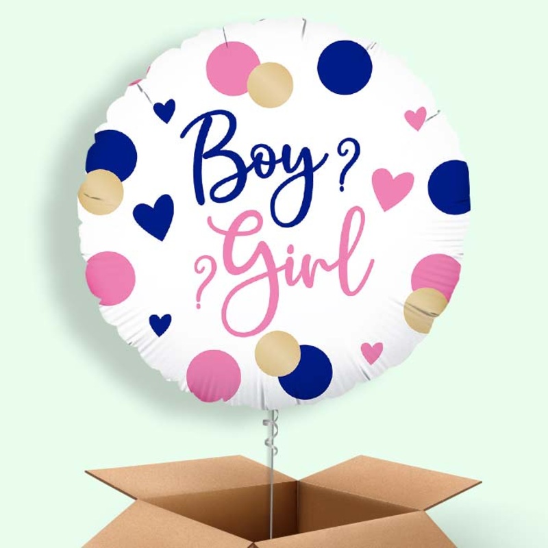 Pink and Navy Gender Reveal Balloon in a Box