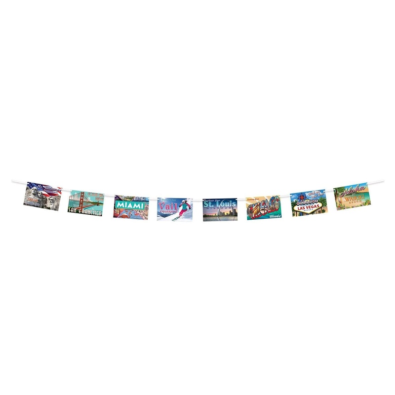 12 Pack Beistle Travel America Postcard Party Streamer