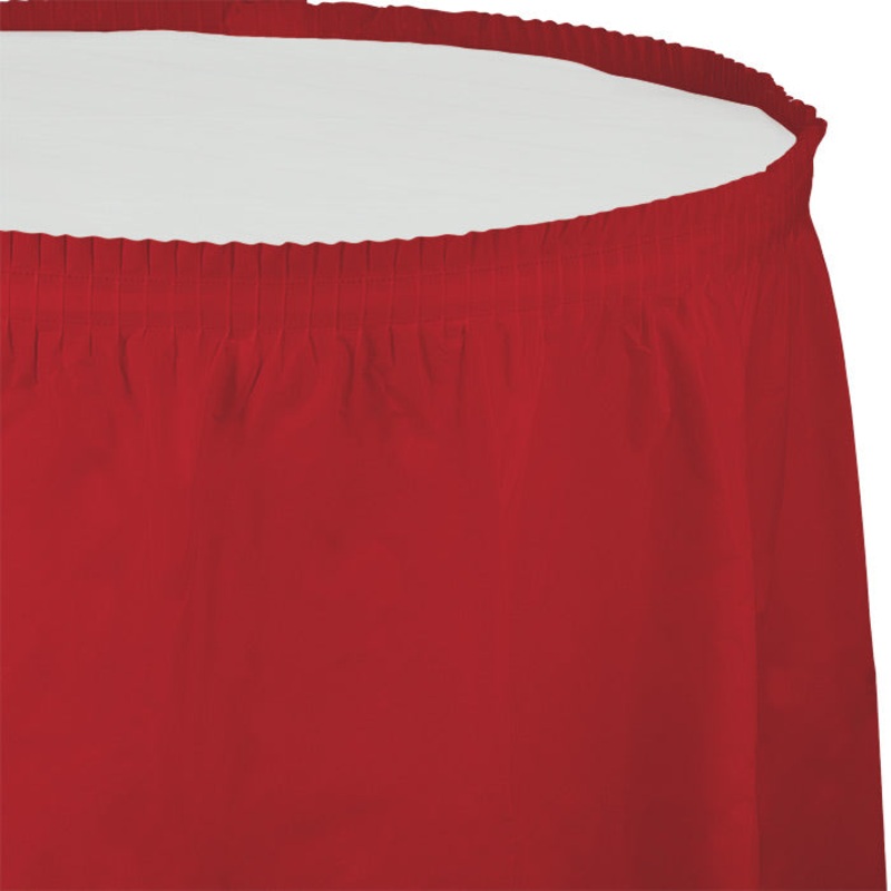 Classic Red Plastic Tableskirt 14 ft x 29"