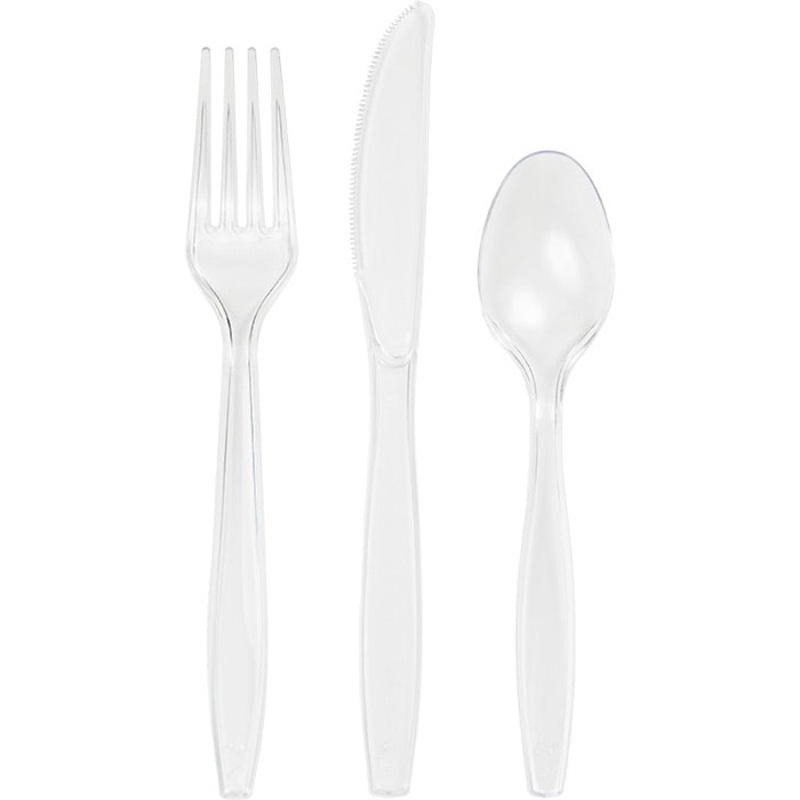 Clear Assorted Plastic Cutlery (24/Pkg)