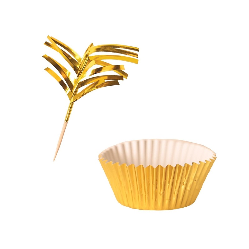 144 Pack Beistle Metallic Party Cupcake Liners & Picks - Gold