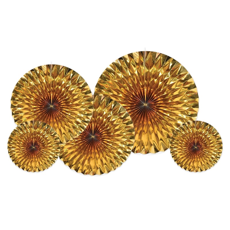 30 Pack Beistle Metallic Party Fans - Gold