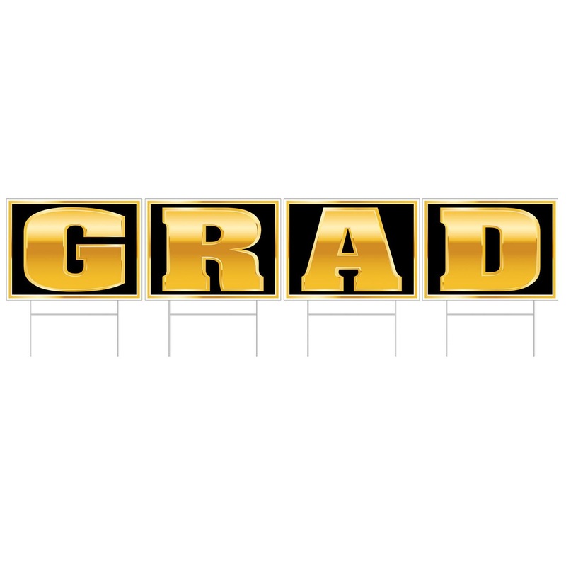 6 Pack Beistle Graduation Party Plastic Grad Yard Sign