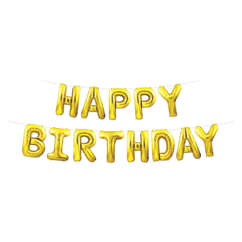 6 Pack Beistle Happy Birthday Party Balloon Streamer - Gold