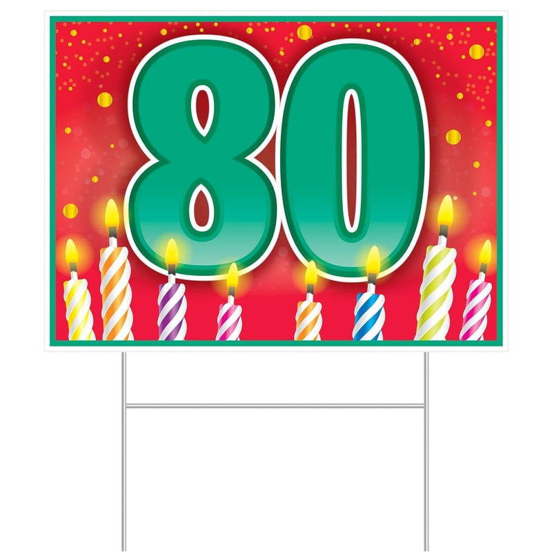 6 Pack Beistle Plastic 80th Birthday Party Yard Sign