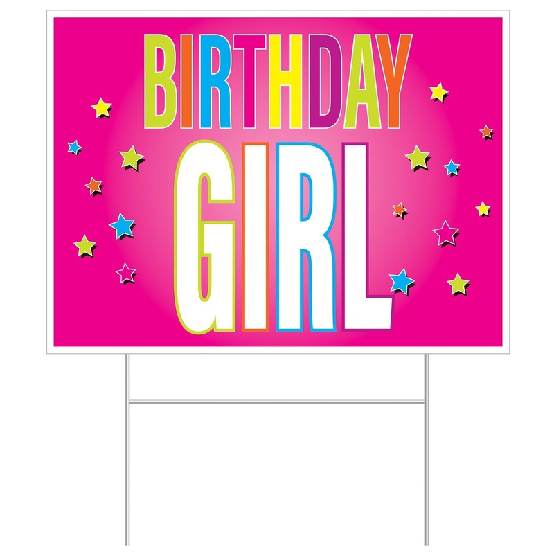 6 Pack Beistle Plastic Birthday Party Girl Yard Sign