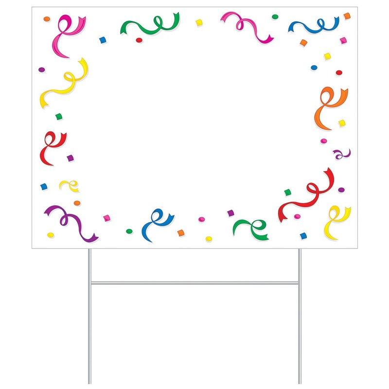 6 Pack Beistle Plastic Blank Party Yard Sign with Confetti