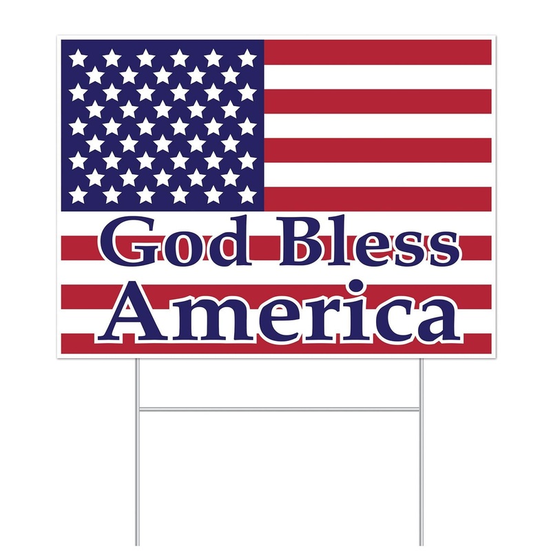 6 Pack Beistle Plastic God Bless America Party Yard Sign