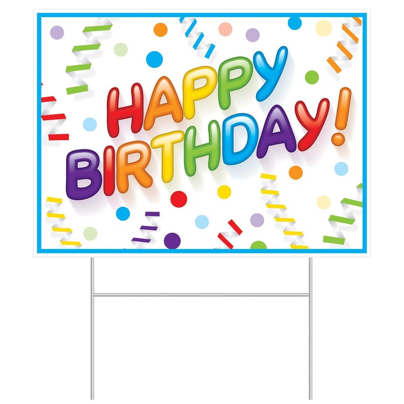 6 Pack Beistle Plastic Happy Birthday Party Yard Sign