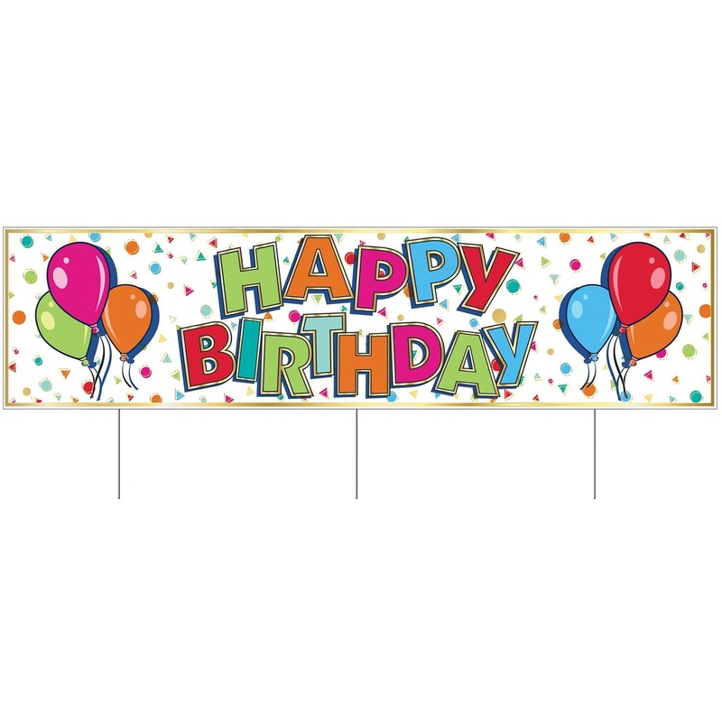 6 Pack Beistle Plastic Jumbo Happy Birthday Party Yard Sign- Multicolor