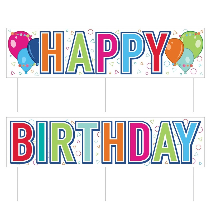 6 Pack Beistle Plastic Jumbo Happy Birthday Party Yard Sign Set