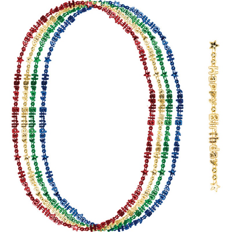 Happy Birthday Necklace (4/Pkg)