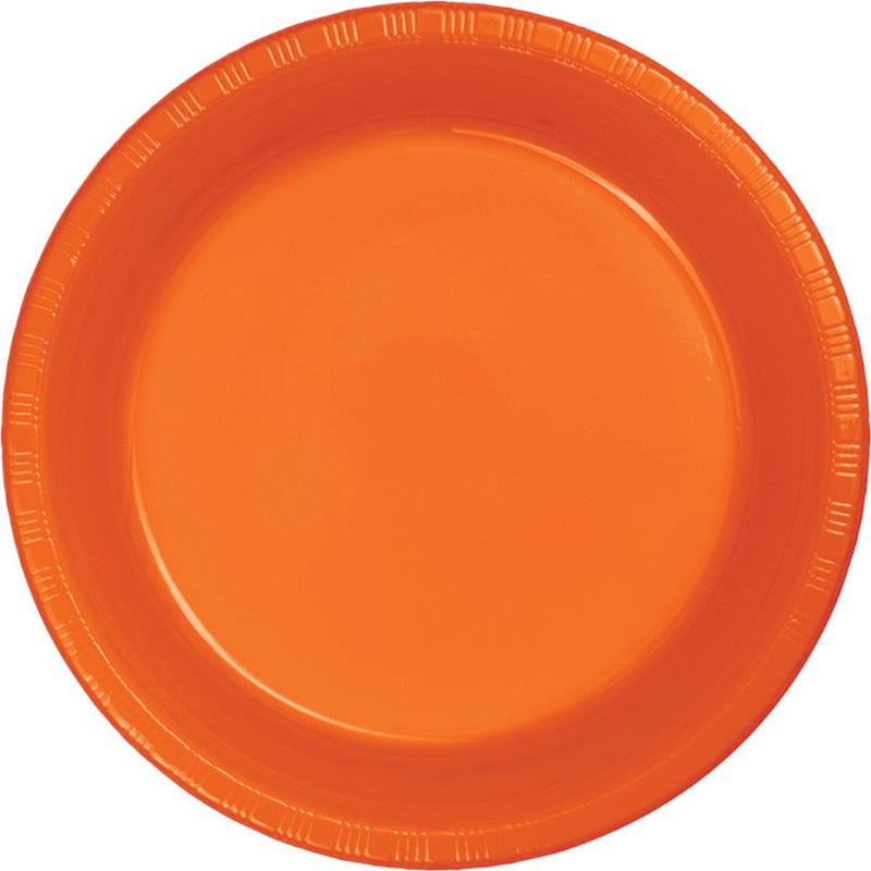 Sunkissed Orange Plastic Banquet Plates (20/Pkg)