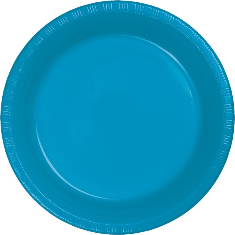 Turquoise Blue Plastic Dessert Plates (20/Pkg)
