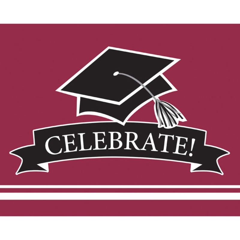 Burgundy Graduation Red Invitations (25/Pkg)