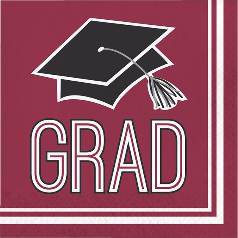 Burgundy Graduation Red Napkins (36/Pkg)