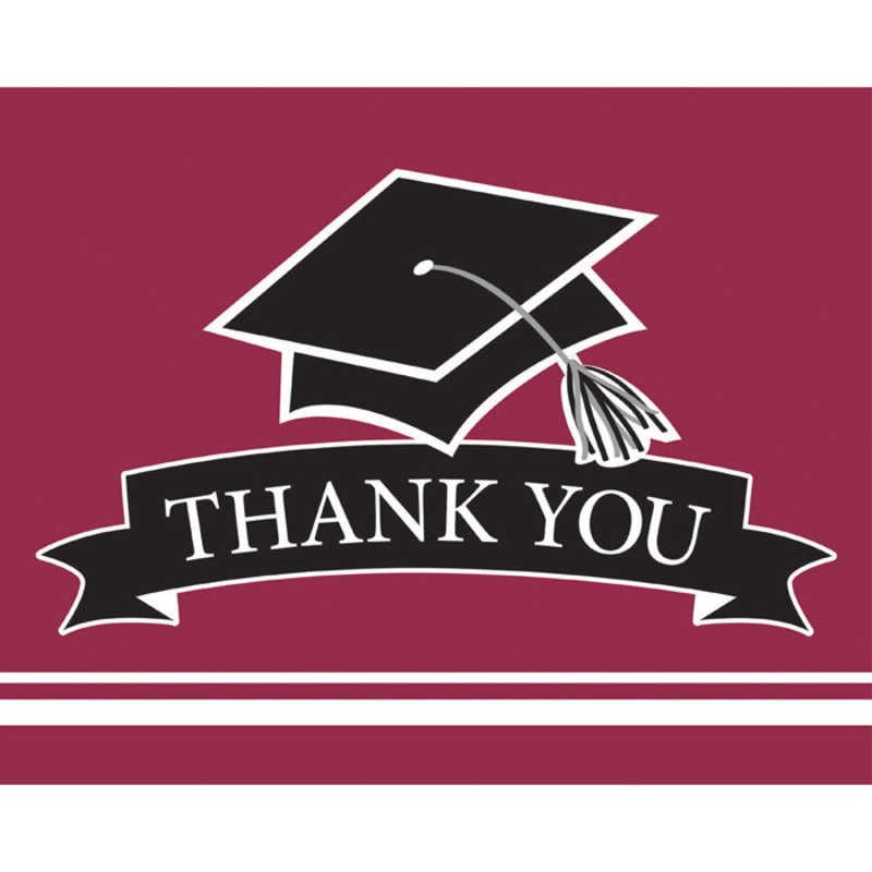 Burgundy Graduation Red Thank You Notes (25/Pkg)