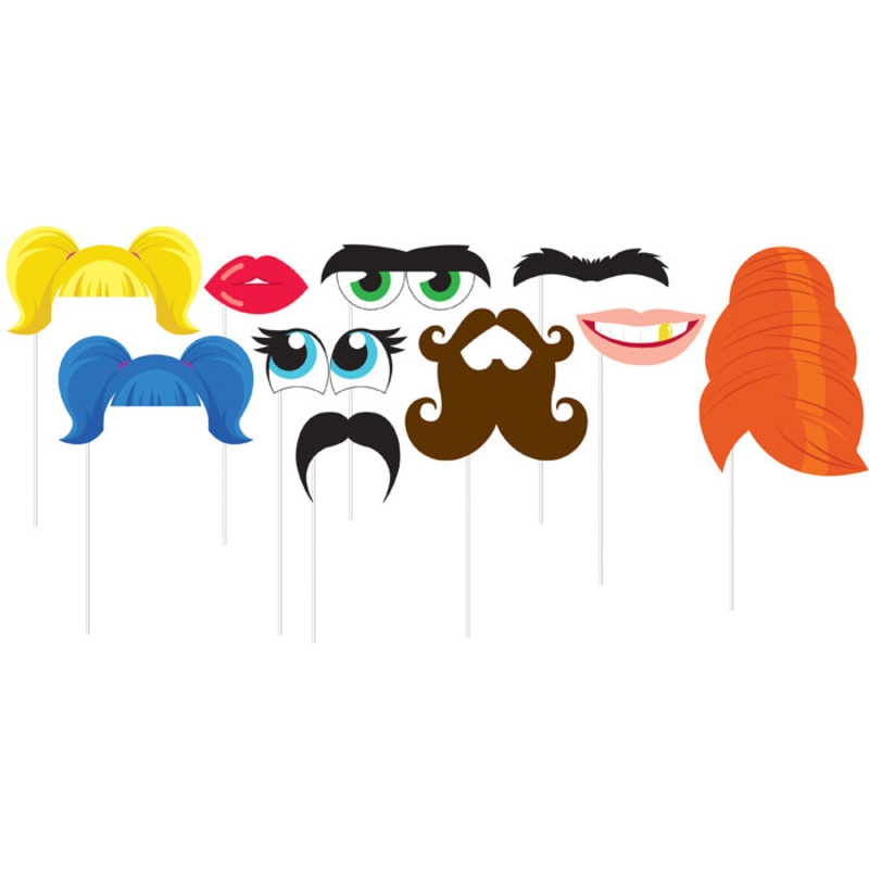 Funny Faces Photo Booth Props (10/Pkg)