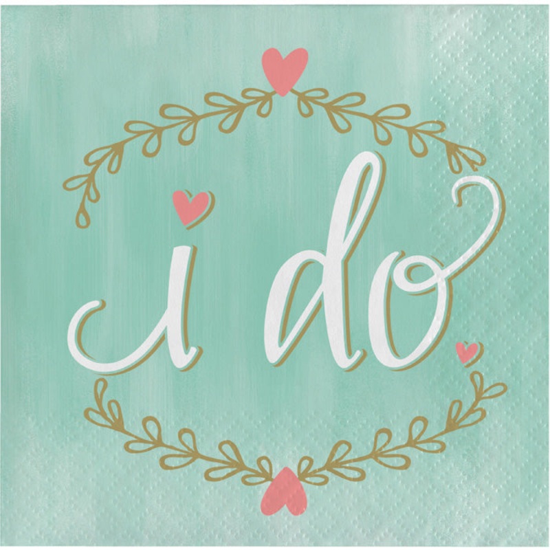 Mint To Be Beverage Napkins, I Do (16/Pkg)