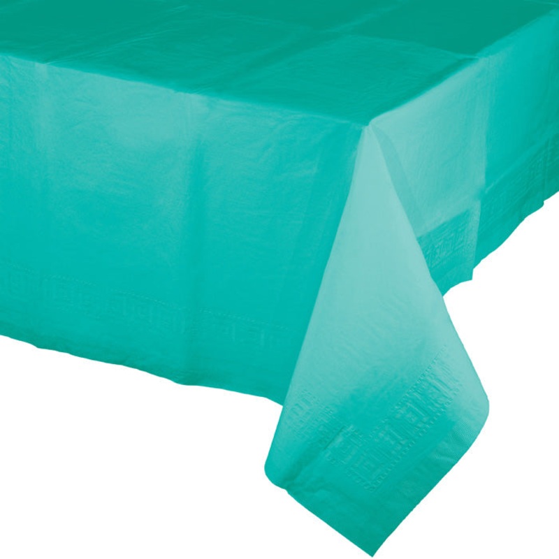 Teal Lagoon Tablecover 54"X 108" Polylined Tissue