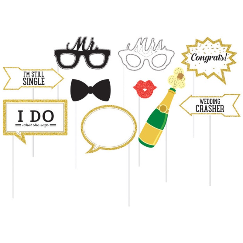 Wedding Photo Booth Props (10/Pkg)