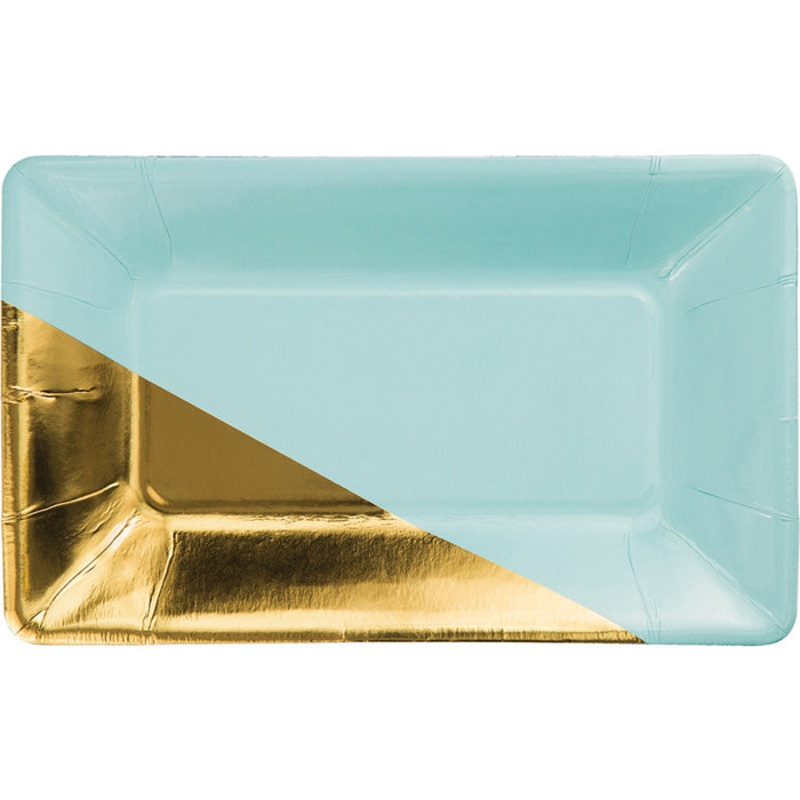 Mint & Gold Foil Appetizer Plates (8/Pkg)