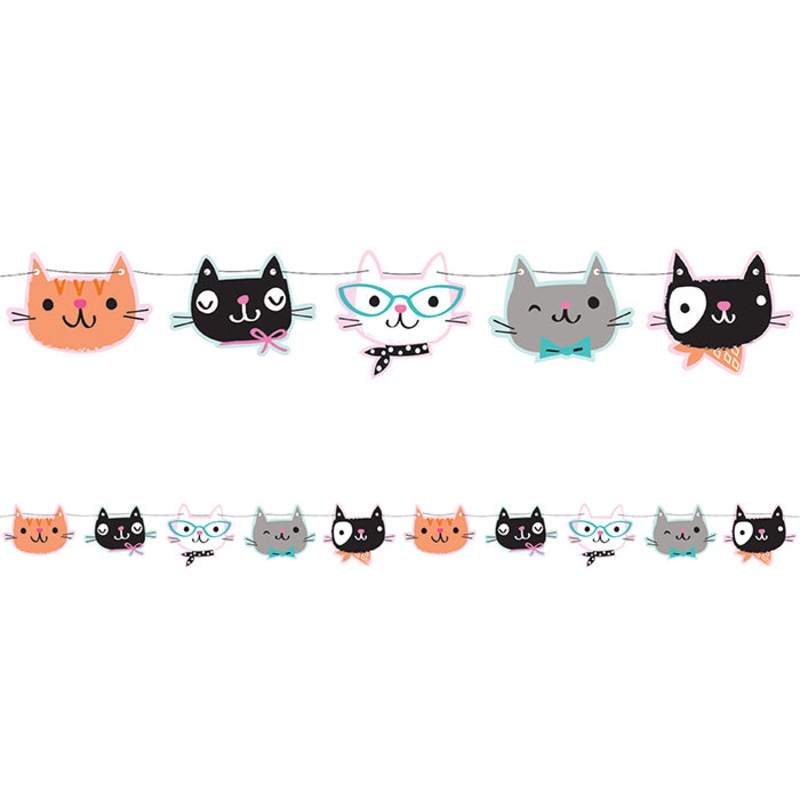 Purr-Fect Cat Party Banner w/Twine